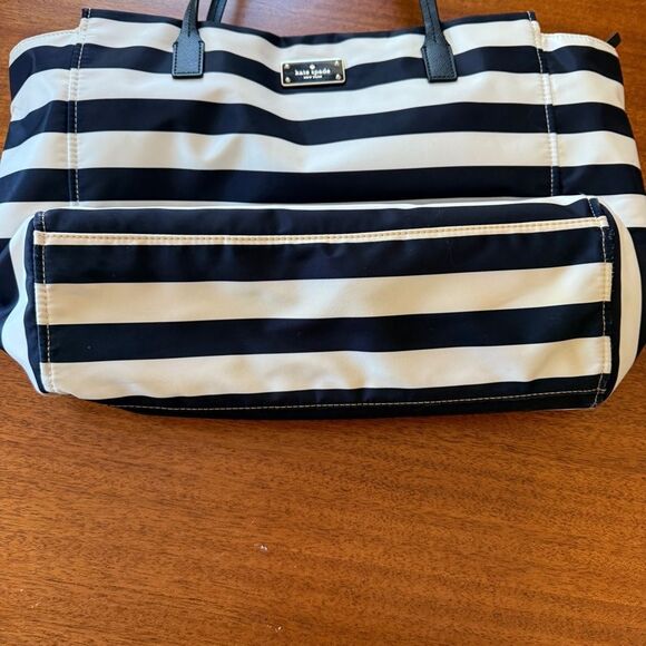 Kate Spade Blake Avenue Black and White Striped Tote Purse Bag - Picture 9 of 16